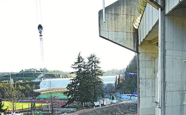 Vista de los trabajos en la zona sur, la del Miniestadio.