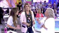 Anabel Pantoja, Carmen Gahona y Carlota Corredera, en el plató de "Sálvame" este martes - T