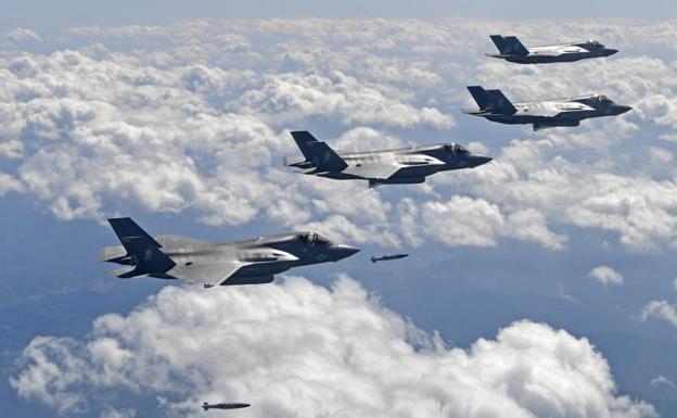 Imagen de archivo de cazas F-35B estadounidenses durante una misión de simulacro en Corea del Sur./Efe