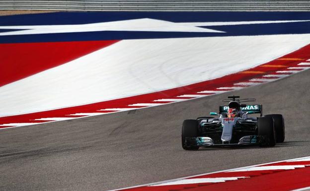Hamilton rueda en Austin. /Clive Mason (Afp)