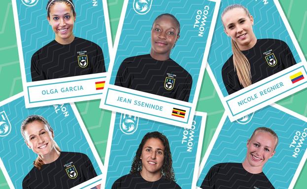Las seis jugadoras que se han sumado al movimiento solidario este lunes. /@commongoalorg