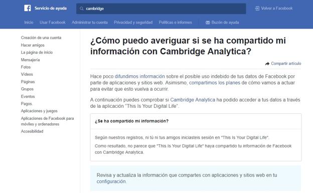 Información que puede ver cada usuario en su cuenta de Facebook./RC