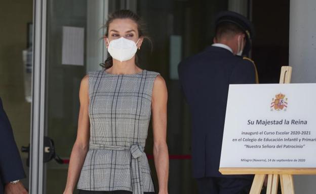 La Reina Letizia en la inauguración del curso escolar 2020-2021 en Milagro Navarra /EP