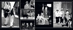 Uno de los paneles de la exposición con algunas de las fotos que nos dejó Iñaki, en este caso referentes a las fiestas./