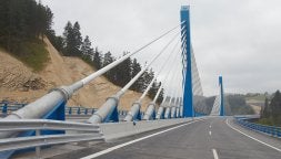 El viaducto de Arbizelai (480) metros se abrió ayer al tráfico y es una de las infraestructuras singulares de la AP-1. /MIKEL ASKASIBAR/