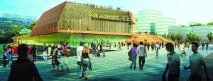 Proyecto. Fotomontaje de la nueva lonja del Puerto de Pasajes diseñada por el estudio de arquitectos de Alejandro Zaera./
