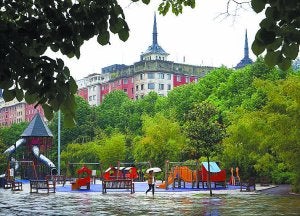 El Parque de Araba hoy día, antiguo campo de tiro de los Nacionales./