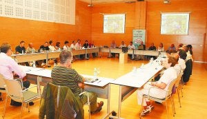 Participación. Un momento del encuentro que la Mesa de la Movilidad celebró ayer por la tarde en Ficoba. ::
F. PORTU/
