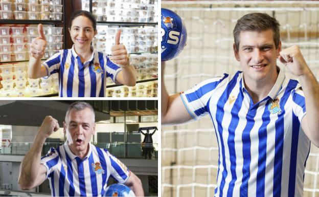 Elena Arzka, Pedro Esnaola y Julen Aginagalde, de txuri urdin para apoyar a la Real Sociedad en la previa de la final de Copa