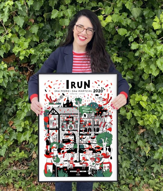 La arquitecta irunesa Nerea Bermejo con el cartel de fiestas. /