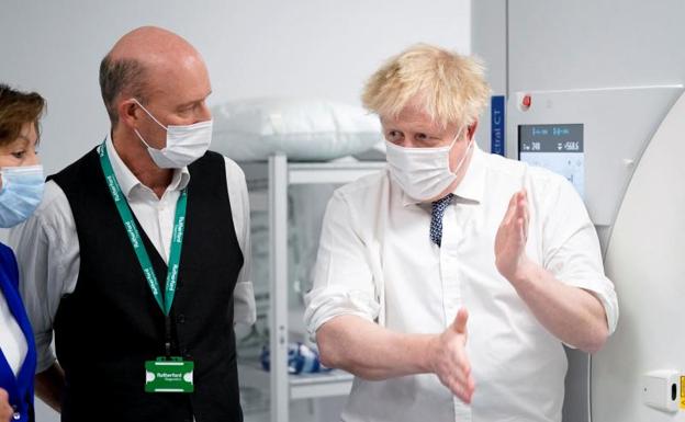 Boris Johnson, on his visit to the Rutherford Diagnostic Center.