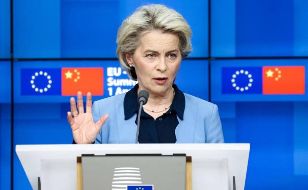 The President of the European Commission, Ursula von der Leyen, this Friday during the press conference in Brussels.