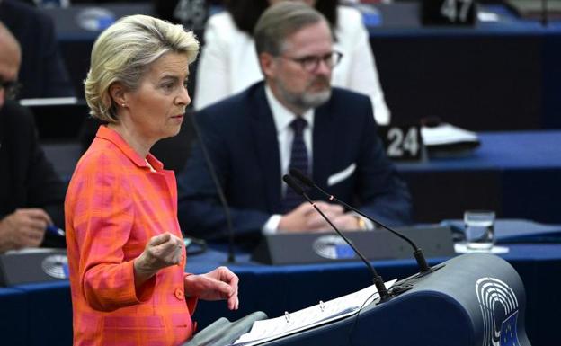 The President of the European Commission, Ursula Von der Leyen, at the European Parliament in Strasbourg. 