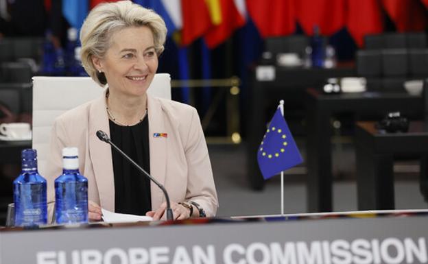 The President of the European Commission, Ursula von der Leyen, during the first day of the NATO summit last Wednesday. 