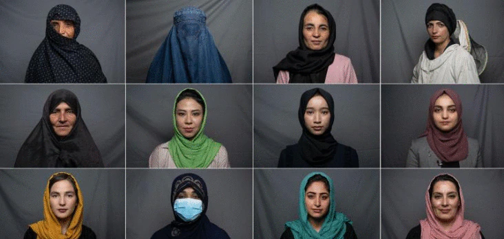 Twelve women coping with loss of rights and twelve Taliban fighters.