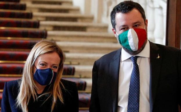 Meloni and Salvini, after a meeting they had in January with President Mattarella. 