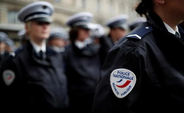 French Police officers at a rally in Paris. 