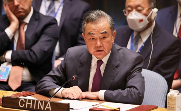 Chinese Foreign Minister Wang Yi during his speech at the Security Council meeting held on Thursday. 