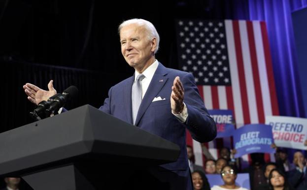 Biden delivers a pro-choice speech at a political event at the Howard Theater in Washington. 