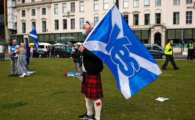A supporter of Scottish independence during a recent political event.
