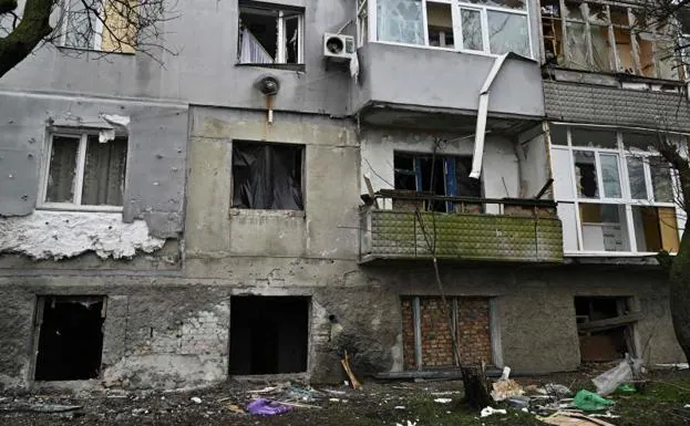 One of the houses affected by the latest wave of Russian attacks in the city of Kherson. 