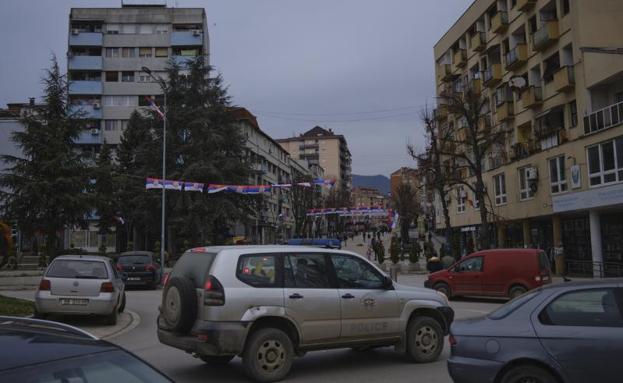 City of Mitrovica, in Kosovo, in the context of tensions with Serbia. 