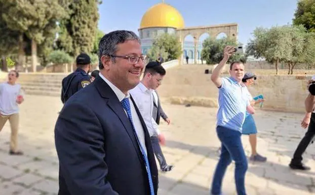 Israel's Minister of National Security, Itamar Ben Gvir, on Tuesday during a visit to the Jerusalem Mosques.