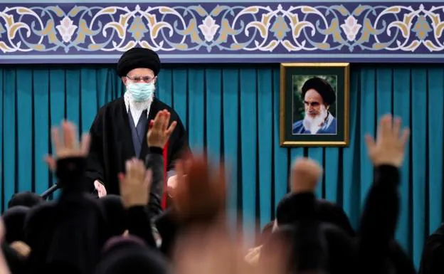 Iranian Supreme Leader Ayatollah Ali Khamenei during his last public appearance. 